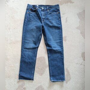 GAP Vintage Slim High Rise Dark Indigo Raw Hem Cropped Jeans size 31 / 12